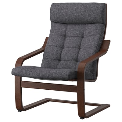 POÄNG Armchair, brown/Gunnared dark gray