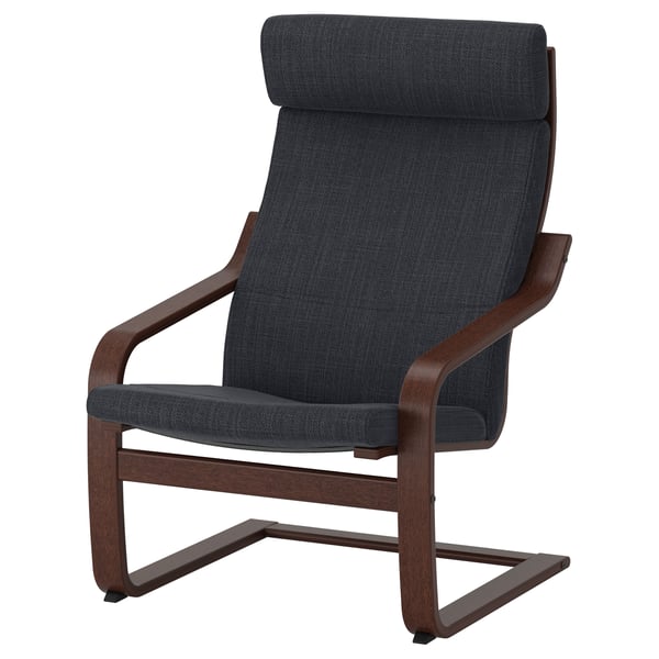 POÄNG Armchair, brown/Hillared anthracite