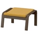 POÄNG footstool, beige, corduroy, wooden frame, curved legs.