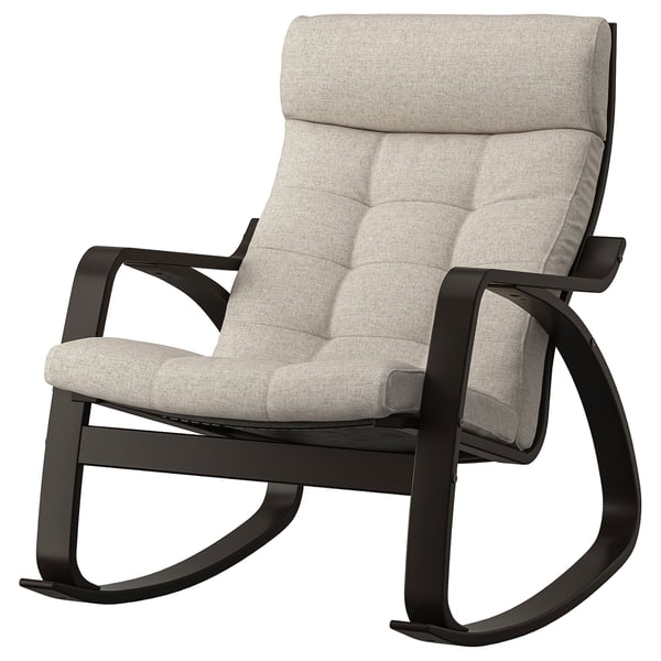 POÄNG Rocking chair, black-brown/Gunnared beige