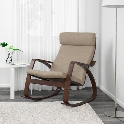 POÄNG Rocking chair, brown/Hillared beige