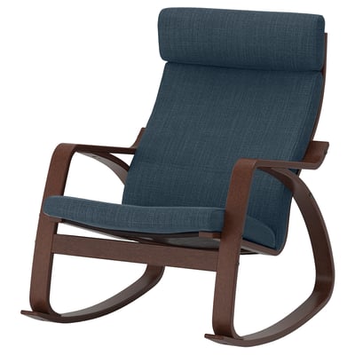 POÄNG Rocking chair, brown/Hillared dark blue
