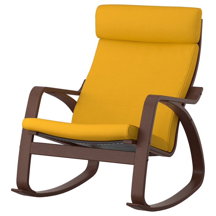 POÄNG rocking chair, brown/Skiftebo yellow IKEA