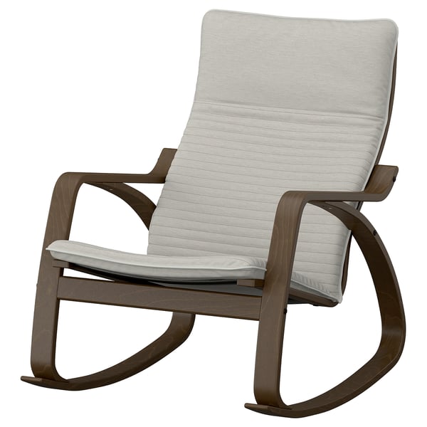 POÄNG Rocking chair, walnut effect/Knisa light beige