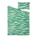 PORTLAKMÅLLA Comforter cover and pillowcase, green/white, 150x200/50x80 cm