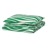 PORTLAKMÅLLA Comforter cover and pillowcase, green/white, 150x200/50x80 cm