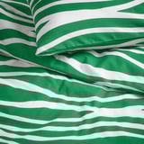 PORTLAKMÅLLA Comforter cover and pillowcase, green/white, 150x200/50x80 cm