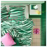PORTLAKMÅLLA Comforter cover and pillowcase, green/white, 150x200/50x80 cm