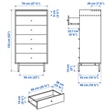 RÅDMANSÖ 5-drawer dresser, brown walnut effect, 70x48x132 cm