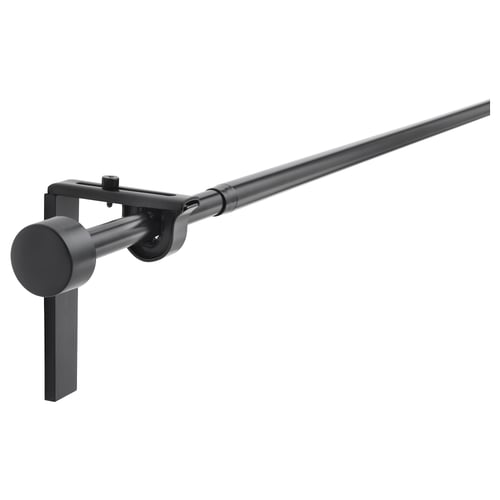 Black RÄCKA adjustable curtain rod holder.