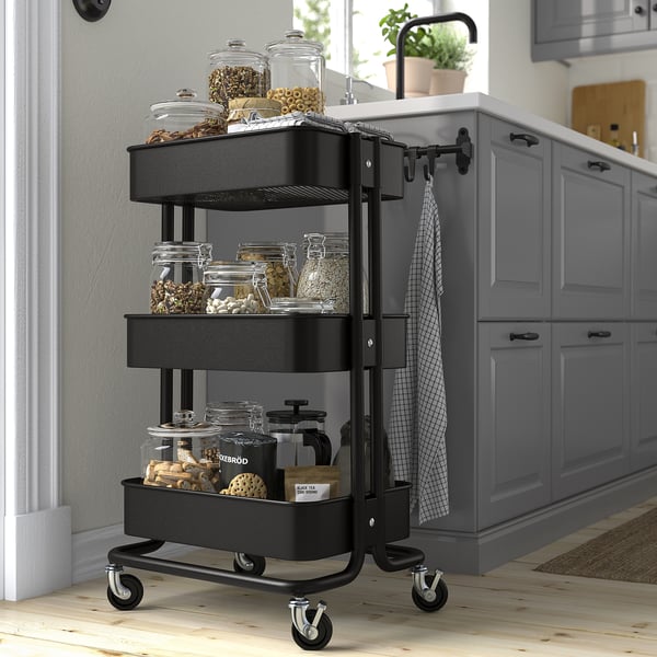 RÅSKOG Utility cart, black, 35x45x77 cm