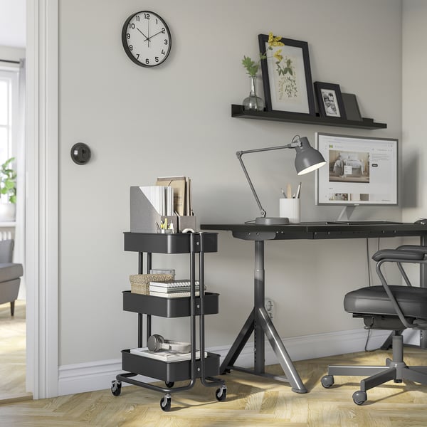 RÅSKOG Utility cart, black, 35x45x77 cm