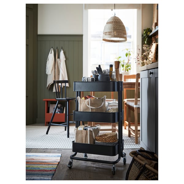 RÅSKOG Utility cart, black, 35x45x77 cm