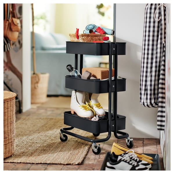 RÅSKOG Utility cart, black, 35x45x77 cm