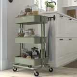 RÅSKOG Utility cart, gray-green, 35x45x77 cm