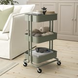 RÅSKOG Utility cart, gray-green, 35x45x77 cm