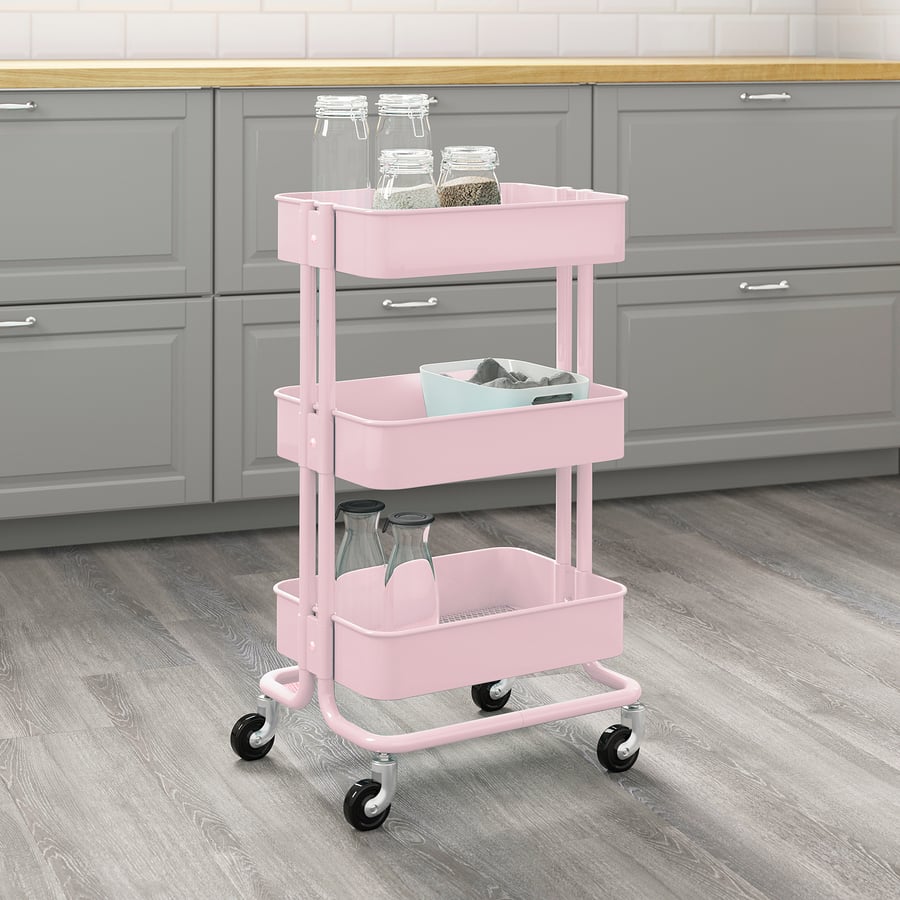 RÅSKOG utility cart, light pink, 35x45x78 cm (133/4x173/4x303/4") IKEA