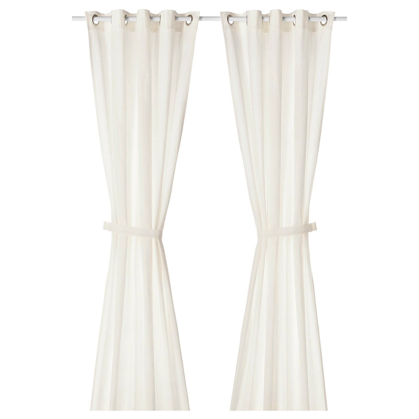 RITVA curtains with tie-backs, 1 pair, white/with eyelets, 145x178 cm ...
