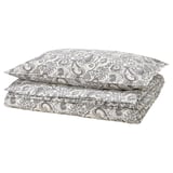 RODGERSIA Comforter cover and pillowcase, gray/white, 150x200/50x80 cm