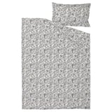 RODGERSIA Comforter cover and pillowcase, gray/white, 150x200/50x80 cm