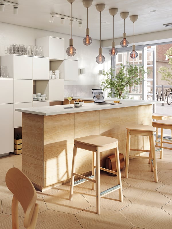 RÖNNINGE Bar stool, counter height/birch, 63 cm