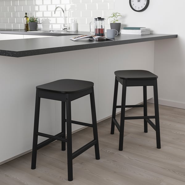 RÖNNINGE Bar stool, counter height/black, 63 cm
