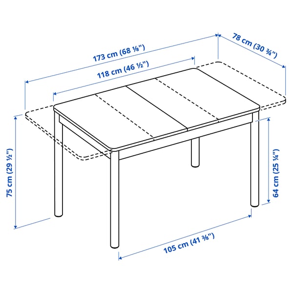 RÖNNINGE Extendable table, birch, 118/173x78 cm