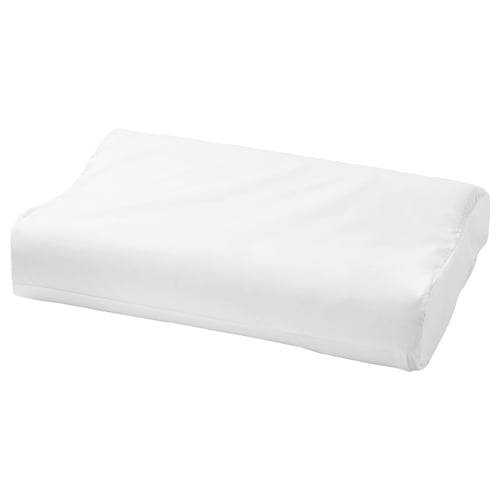 White ROSENSKÄRM pillow, soft cotton and lyocell, ergonomic shape.