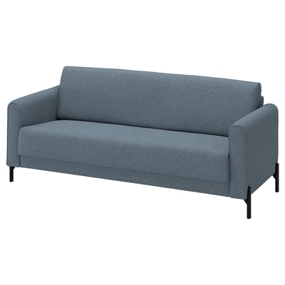 Blue SALTMYRAN sofa with metal legs, clean lines, and modern design.