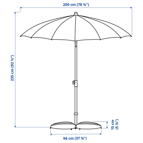 Illustration with measurements for the product: SAMSÖ.
