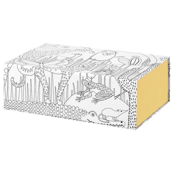 SANDLÖPARE Box, patterned/yellow, 25x17x8.5 cm