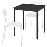 SANDSBERG Table and 2 chairs, black black/white, 67x67 cm