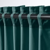 SANELA Curtains, 1 pair, dark gray-turquoise/with heading tape, 140x250 cm