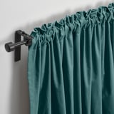 SANELA Curtains, 1 pair, dark gray-turquoise/with heading tape, 140x250 cm