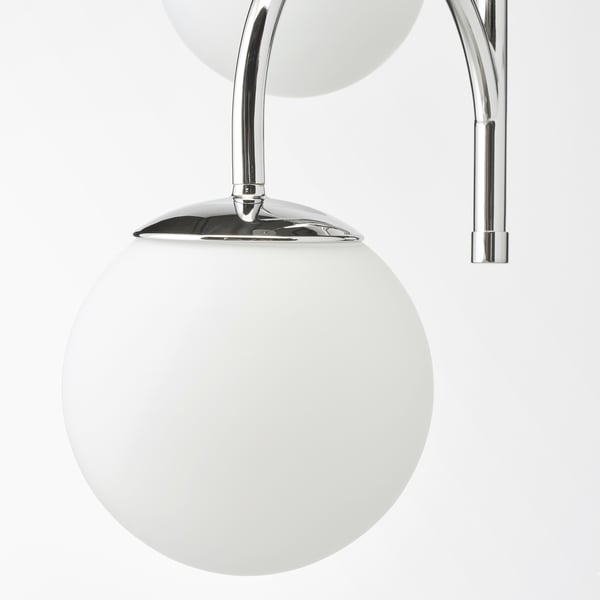 SIMRISHAMN Pendant lamp, 3-armed, chrome plated/opal glass, 55 cm