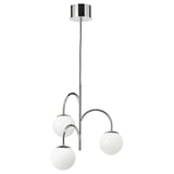 SIMRISHAMN Pendant lamp, 3-armed, chrome plated/opal glass, 55 cm