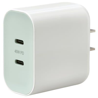 SJÖSS 45W 2-port USB-C charger, fast charging