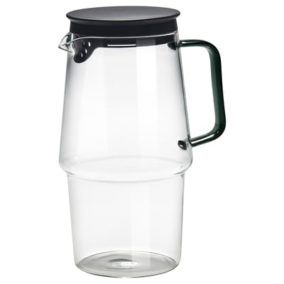 SKINNFISK Pitcher with lid, clear glass, 1.2 l
