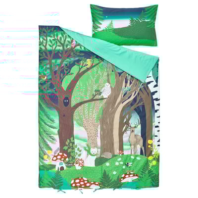 SKOGSDUVA Duvet cover and pillowcase(s), multicolor/forest pattern, 150x200/50x80 cm