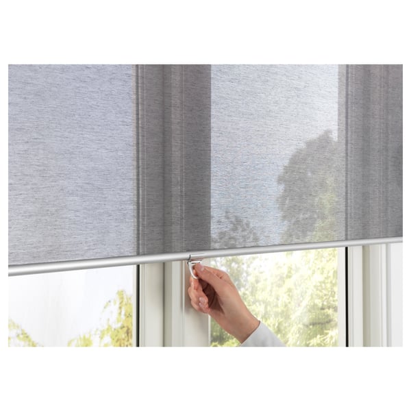 SKOGSKLÖVER Roller blind, gray, 100x195 cm