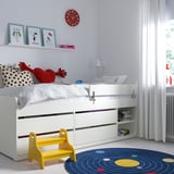 SLÄKT / NATTAPA Bed frm w strg+guard rl+slat bd bse