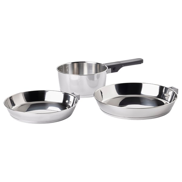 SLÄTROCKA Cookware set with detachable handle, stainless steel