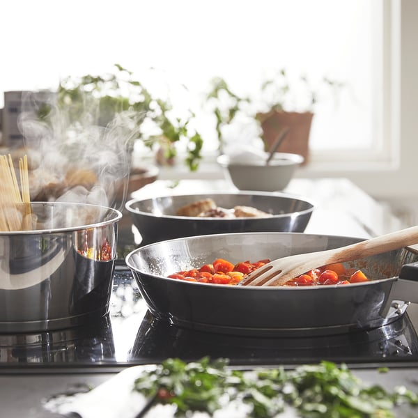 SLÄTROCKA Cookware set with detachable handle, stainless steel