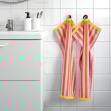 SLÅNHÖSTMAL Hand towel, orange/pink stripe, 40x70 cm