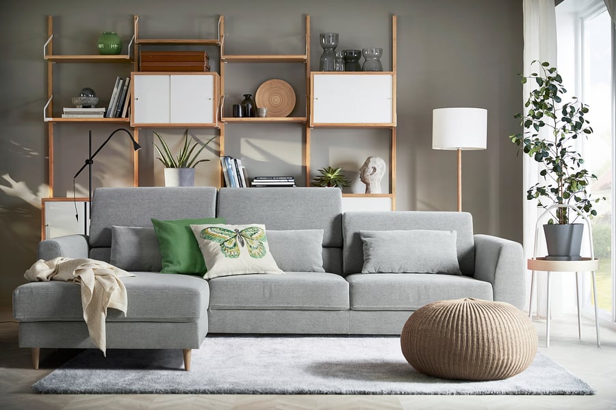 SLATORP sofa, with chaise/Tallmyra white/black IKEA