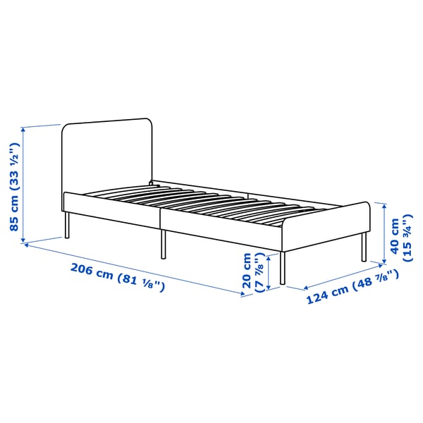 SLATTUM Upholstered bed frame, Vissle dark gray, 120x200 cm