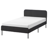 SLATTUM Upholstered bed frame, Vissle dark gray, 120x200 cm