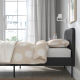 SLATTUM Upholstered bed frame, Vissle dark gray, 90x200 cm