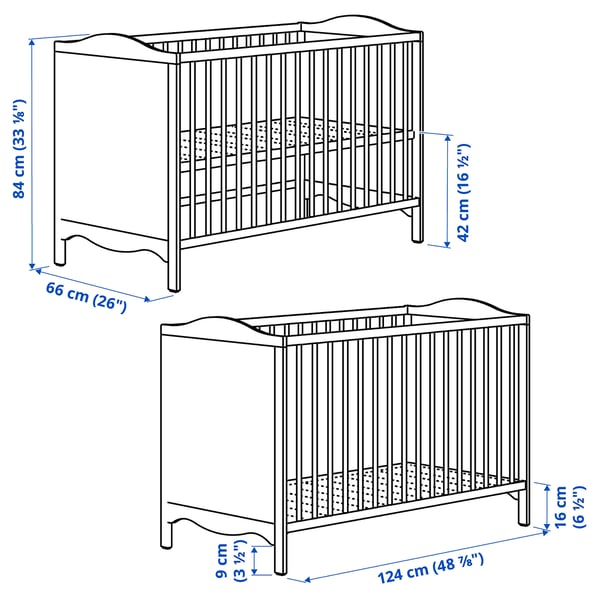 SMÅGÖRA Crib, white, 60x120 cm