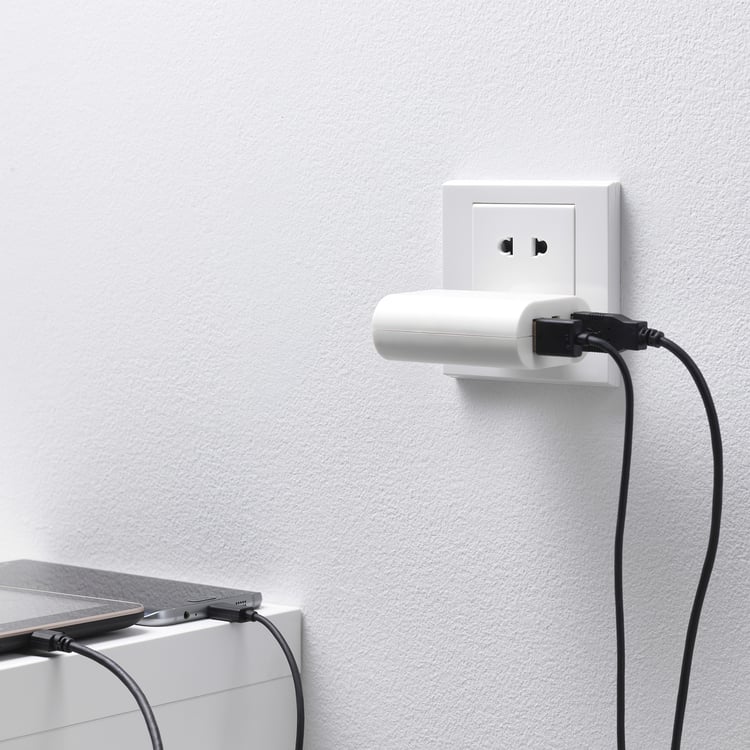 SMÅHAGEL 3port USB charger, white IKEA